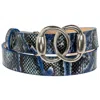 Peachy Belts Ltd Women's Blue Python Belt & Detachable Baby Silver Bit Buckle In Blue
