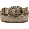 Peachy Belts Ltd Women's Brown Brindle Cowhide Belt With Silver Coco Buckle With Mink Leather In Brown