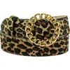 Peachy Belts Ltd Women's Brown Leopard Print Belt & Detachable Gold Chain Buckle In Brown