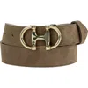 Peachy Belts Ltd Women's Brown Mink Suede Belt & Gold Double D Buckle In Brown