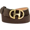 Peachy Belts Ltd Women's Brown Suede Belt & Detachable Brass Double Dee Buckle In Brown