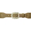 Peachy Belts Ltd Women's Neutrals Wide Mushroom Suede Waist Belt & Detachable Pearl Spangle Buckle