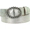 Peachy Belts Ltd Women's Silver Croc Belt With Our White Oval Diamante Buckle In Silver