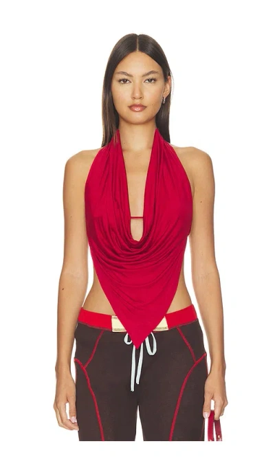 Peachy Den Womens Blanche Halterneck Jersey Top Red Sandstone