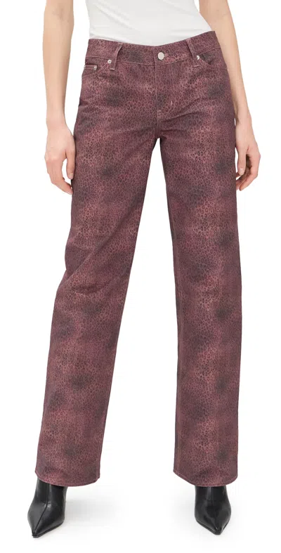 Peachy Den Cicely Straight Leg Trousers Red Leopard In Brown