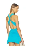 Peachy Den Kylie Cross Back Top In Blue