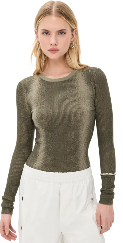 Peachy Den Lulu Thermal Top Olive Python In Green