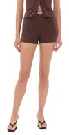 Peachy Den Marie Knit Shorts Chocolate In Brown