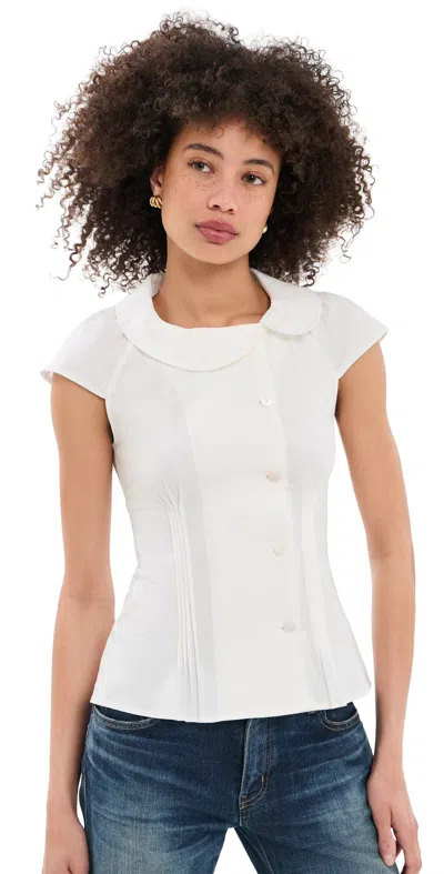 Peachy Den Missy Asymmetric Blouse Porcelain In White