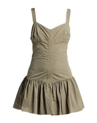Peachy Den Woman Playsuit Military Green Size Xs Cotton In Animal Print