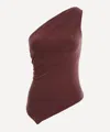 Peachy Den Womens Hot Chocolate The Amelia One-shoulder Stretch-jersey Top In Burgundy