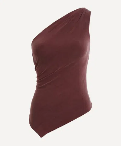 Peachy Den Women's Amelia Hot Choc One-shoulder Top In Burgundy