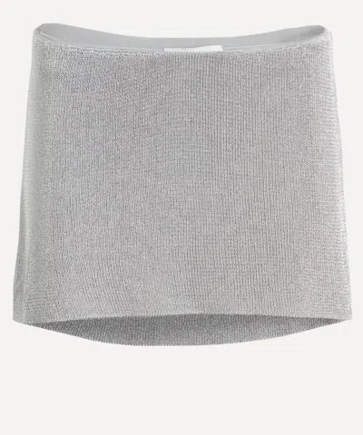 Peachy Den Women's Amelia Metallic Knitted Skort In Gray