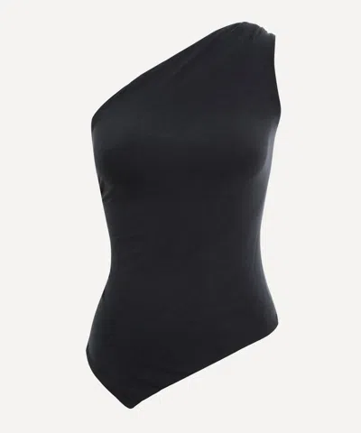 PEACHY DEN PEACHY DEN WOMEN'S AMELIA ONE-SHOULDER GRAPHITE TOP