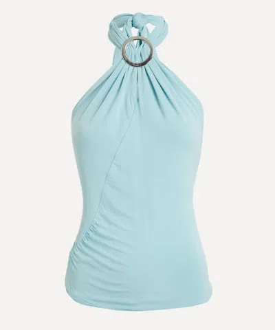 Peachy Den Women's Amelia Pale Aqua Halter Top In Blue