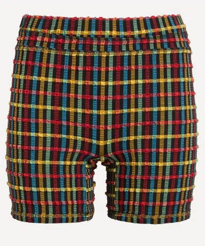 Peachy Den Women's Cindy Gingham Seersucker Shorts
