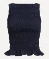 Peachy Den Women's Deba Midnight Shirred Top In Blue
