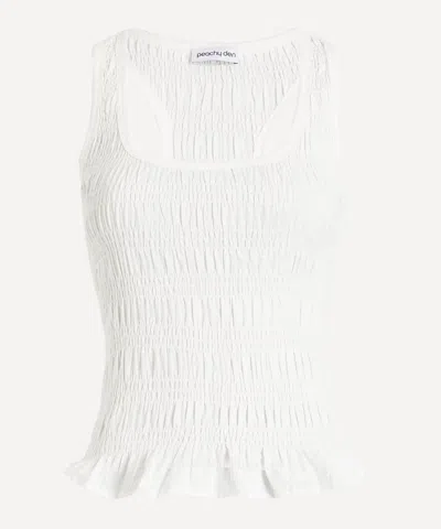 Peachy Den Women's Deba White Shirred Vest Top
