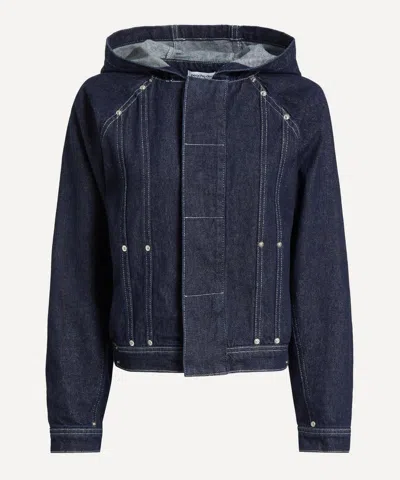 Peachy Den Women's Lita Denim Bomber Jacket In Blue