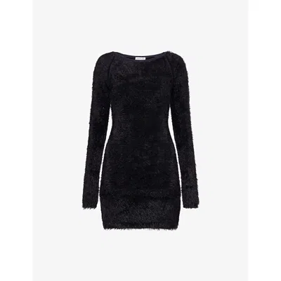 Peachy Den Womens Black Chloe Long-sleeve Knitted Mini Dress Xs