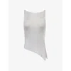 Peachy Den Womens Boat-neck Metallic Woven Top Silver In Gray
