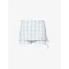 Peachy Den Womens Cindy Check-print Stretch-woven Skort Opal In Blue