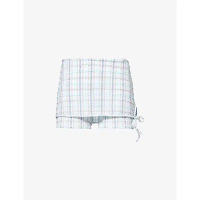 Peachy Den Womens Cindy Check-print Stretch-woven Skort Opal In Multi