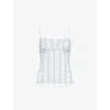 Peachy Den Womens Cindy Gingham-print Seersucker Camisole Top Opal In White