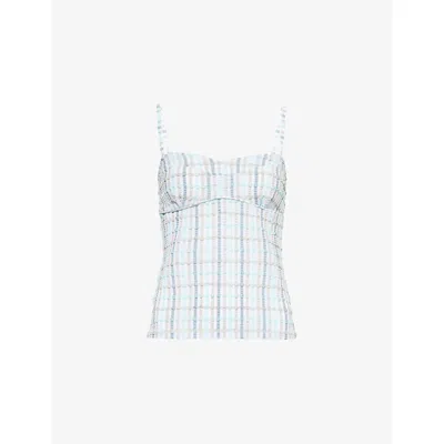 Peachy Den Womens Cindy Gingham-print Seersucker Camisole Top Opal In Multi