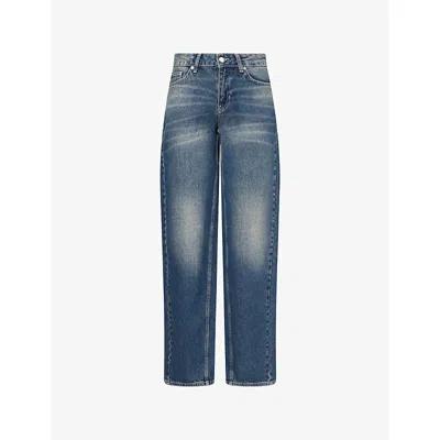 Peachy Den Womens  Joan Barrel-leg Denim Jeans In Blue