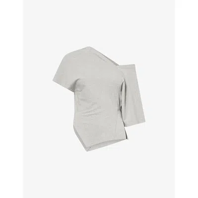 Peachy Den Womens  Nico Asymmetric Cotton-jersey Top In Gray