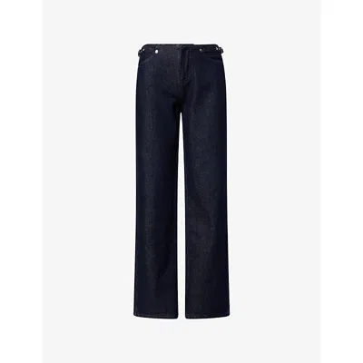 Peachy Den Womens Indigo Rinse Stevie Low-rise Denim Jeans In Blue