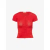 Peachy Den Womens Marie Textured Stretch-cotton Blend Top Jam In Red