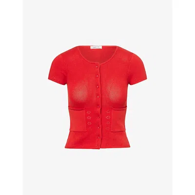 Peachy Den Womens Marie Textured Stretch-cotton Blend Top Jam