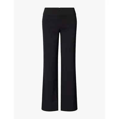 Peachy Den Womens Jerry Sculpt Low-rise Stretch-woven Trousers Onyx In Black
