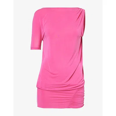 Peachy Den Womens Kylie Bubble Jersey Mini Dress Hot Pink