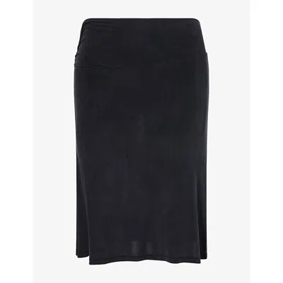Peachy Den Womens Kylie Low-rise Stretch-jersey Midi Skort Graphite In Blue