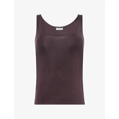 Peachy Den Womens Kylie Square-neck Stretch-jersey Vest Chocolate In Brown