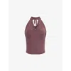 Peachy Den Womens Kylie Halterneck Stretch-woven Top Mahogany