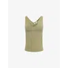 Peachy Den Womens Olive Kylie Draped Stretch-woven Top Xs