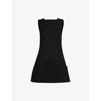 Peachy Den Womens  Audrey Flared Stretch-cotton Mini Dress In Onyx