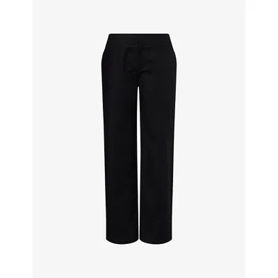 Peachy Den Womens  Audrey Straight-leg Stretch-cotton Trousers In Onyx