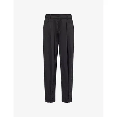 Peachy Den Womens Onyx Bardot Wide-leg Low-rise Woven Trousers Xs In Black