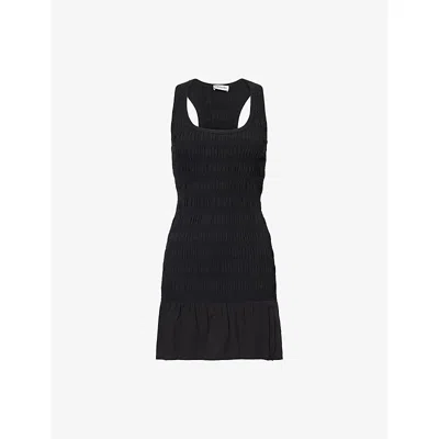 Peachy Den Womens  Deba Shirred Cotton-blend Mini Dress In Black