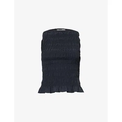 Peachy Den Womens Onyx Deba Shirred Woven Top In Black