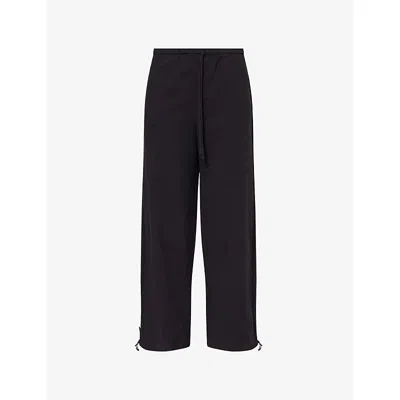 Peachy Den Womens  Renee Pleated-stripe Cotton Trousers In Black