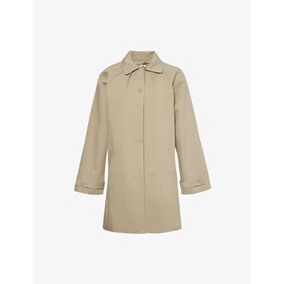 Peachy Den Womens Sage Cheri Gathered Cotton-twill Trench Coat