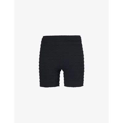 Peachy Den Womens Black Cindy Elasticated-waist Stretch-woven Shorts