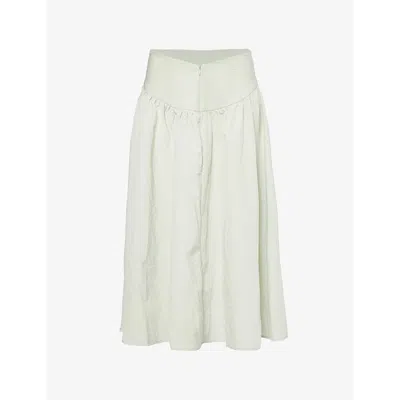 Peachy Den Womens Oyster Deba V-waistband Woven Midi Skirt
