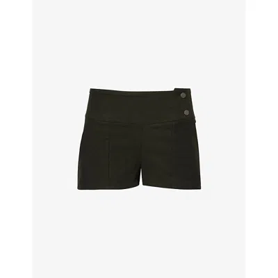 Peachy Den Womens Olive Edie Slim-fit Cotton Shorts